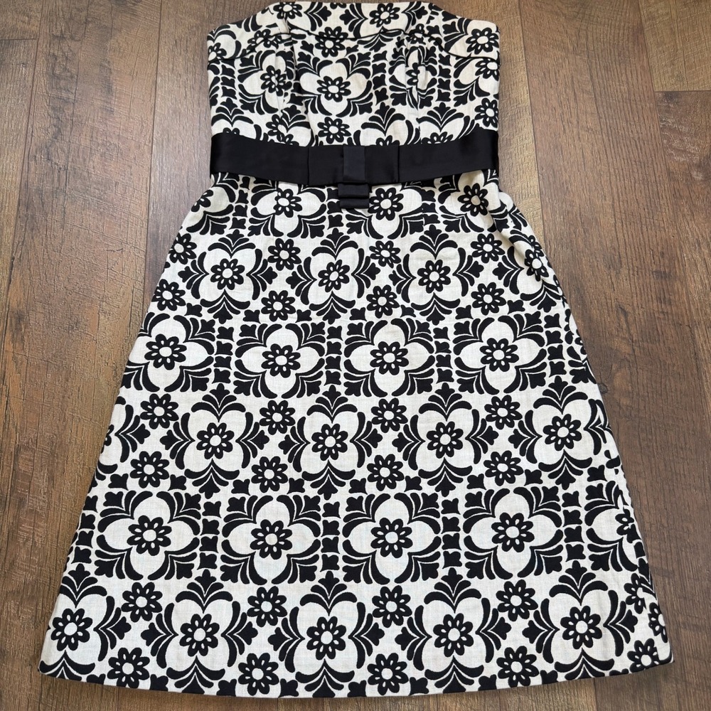 Lilly Pulitzer Strapless Fit and Flare Dress Women's 4 Black White